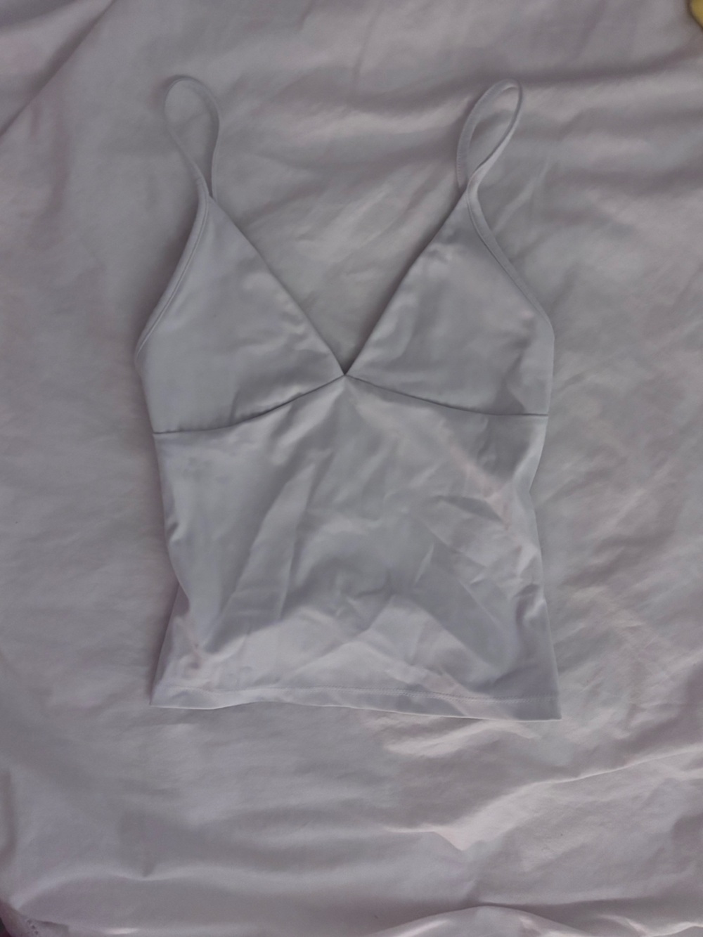 Garage White V-Neck Sleek Scoop Tank Top